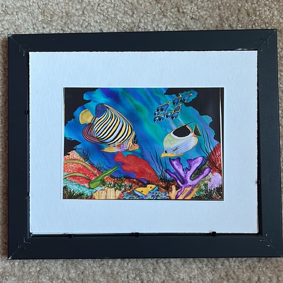 Pair of colorful Artist’s prints of tropical fish, 12” x 10”, in black frames - Picture 2 of 11